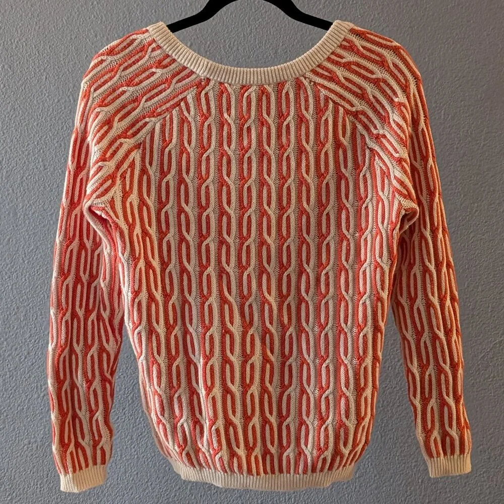 Willow and Clay Orange and Cream Knit Sweater Sz M - Picture 3 of 8